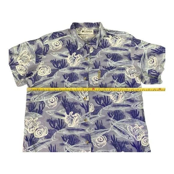 Columbia Sportswear Company shirt Mens Hawaian short sleeve Blue Size L - Picture 4 of 16